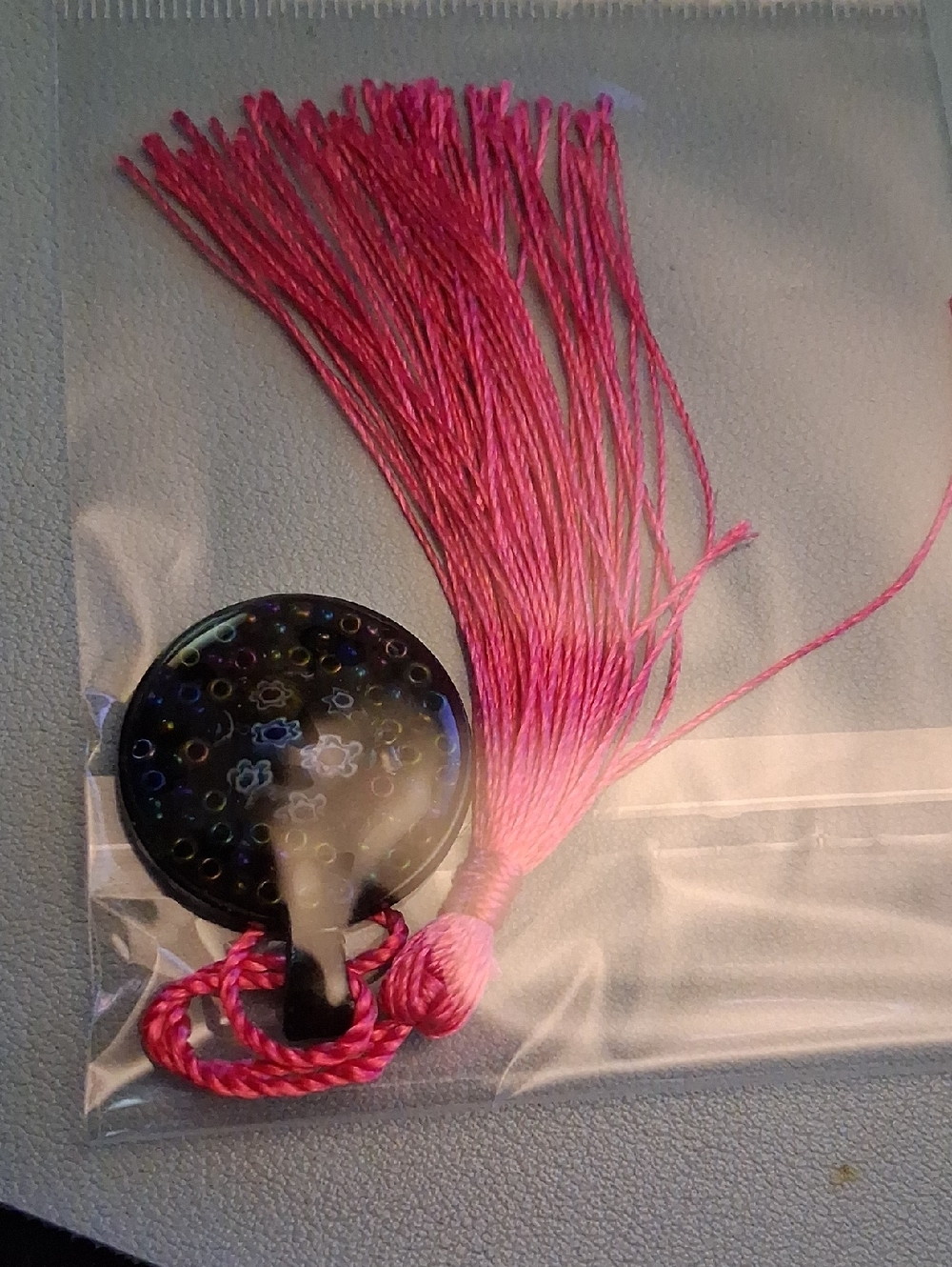 Handmade Millefiori Glass Bookmark with Pink Tassel